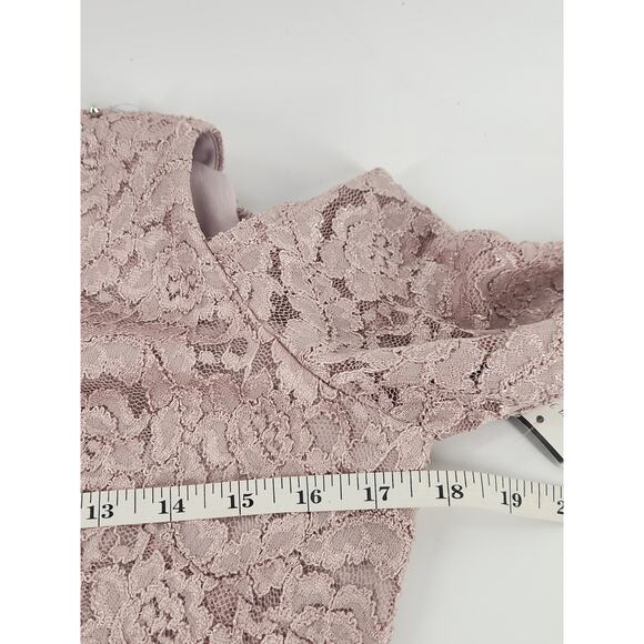 Jessica Howard Lace Sequin Dress Cold Size 12 Pink Beaded Sheath Classic Luxe - Picture 10 of 12